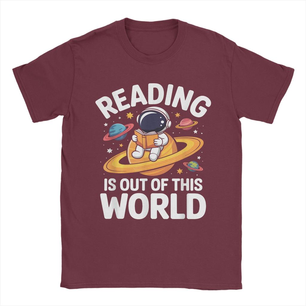 Unisexs TShirt Reading is Out of This World Space Funny Books Lover Funny Tee Shirt Short Sleeve  T Shirt Crew Neck Clothing