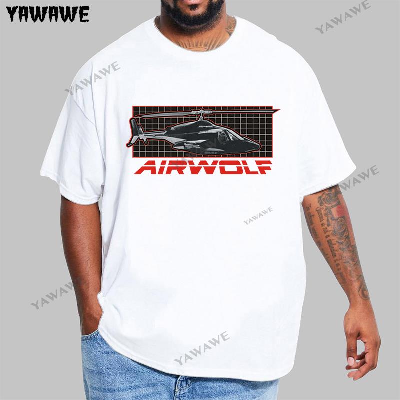 Tshirt Men Cotton Tops Airwolf TV Series Air Wolf Helicopter On Grid Licensed Tee Shirt Black Male Fashion T Shirt Euro Size
