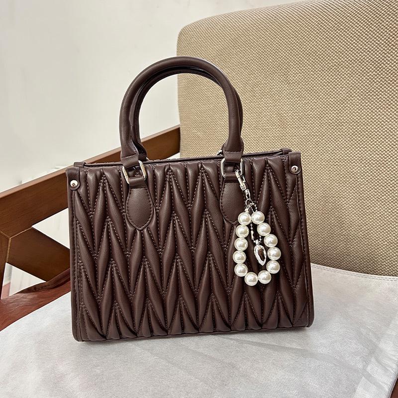 Red Ruched Luxury Wedding Shoulder and Crossbody Handbag for Women 26x19x10cm 4230₽