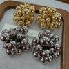 Metal Ball Grape String Earrings Beaded Hollow Ball Earrings Versatile Geometric Wind Earrings Women'S Stud Earrings