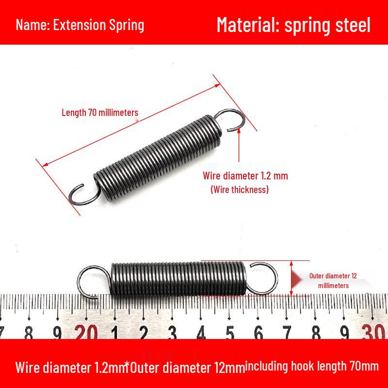 1.2mm Wire Extension Spring with Hook - Soft Tensile Force Spring Accessory