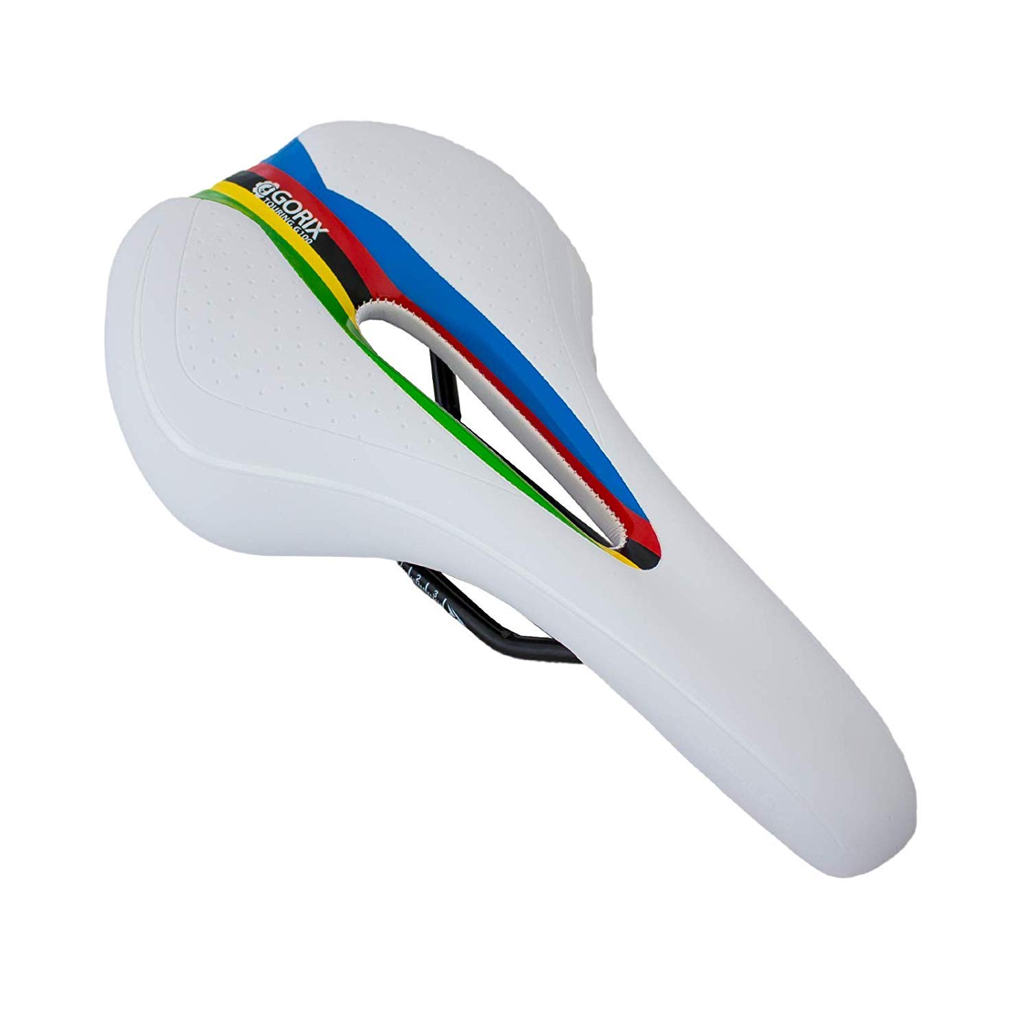 

GORIX Bicycle Saddle Soft x Low-Rebound [Thick Cushion, Type, Stylish] (White Arc-en-Ciel) GX-C19