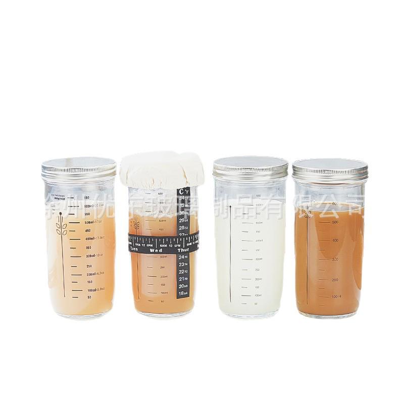 24oz Sourdough Fermentation Glass Jar with Scale and Sealed Petri Dish