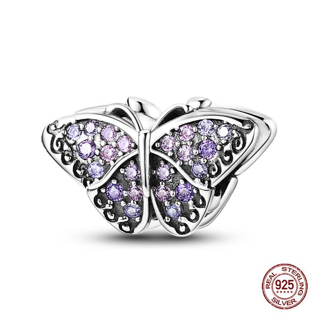 Prawdziwe 925 Sterling Silver kolorowy motyl sowa wróżka wisiorki koraliki Fit Fasion 925 oryginalne bransoletki naszyjniki Fine DIY biżuteria