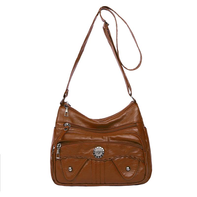 Weiche Leder Mehrfachfach Mehrfach-Taschen Schultertasche Damen Umhängetasche Muttertasche