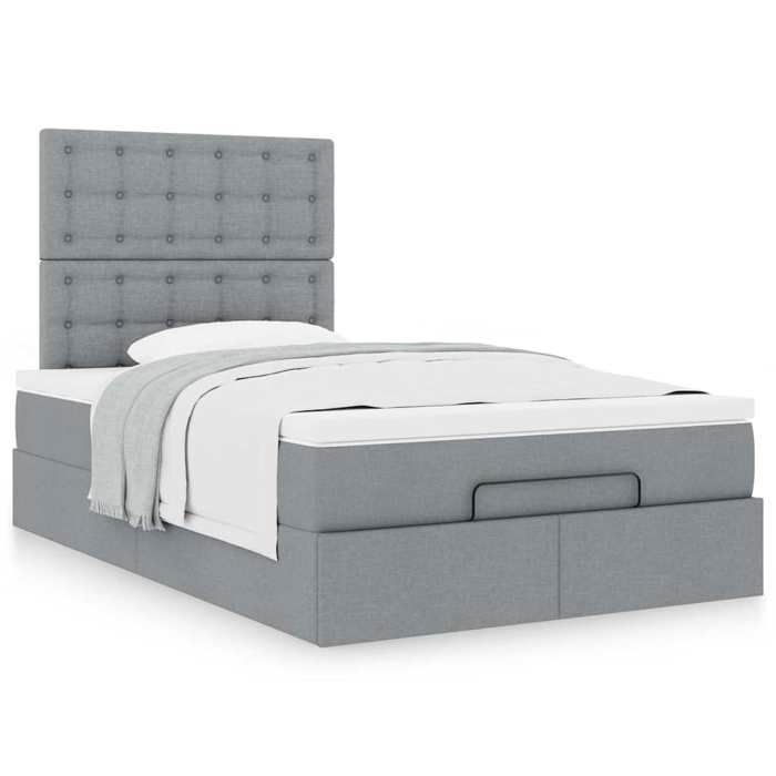 Maison Exclusive - Cadre de lit ottoman avec matelas gris clair 120x190 cm tissu