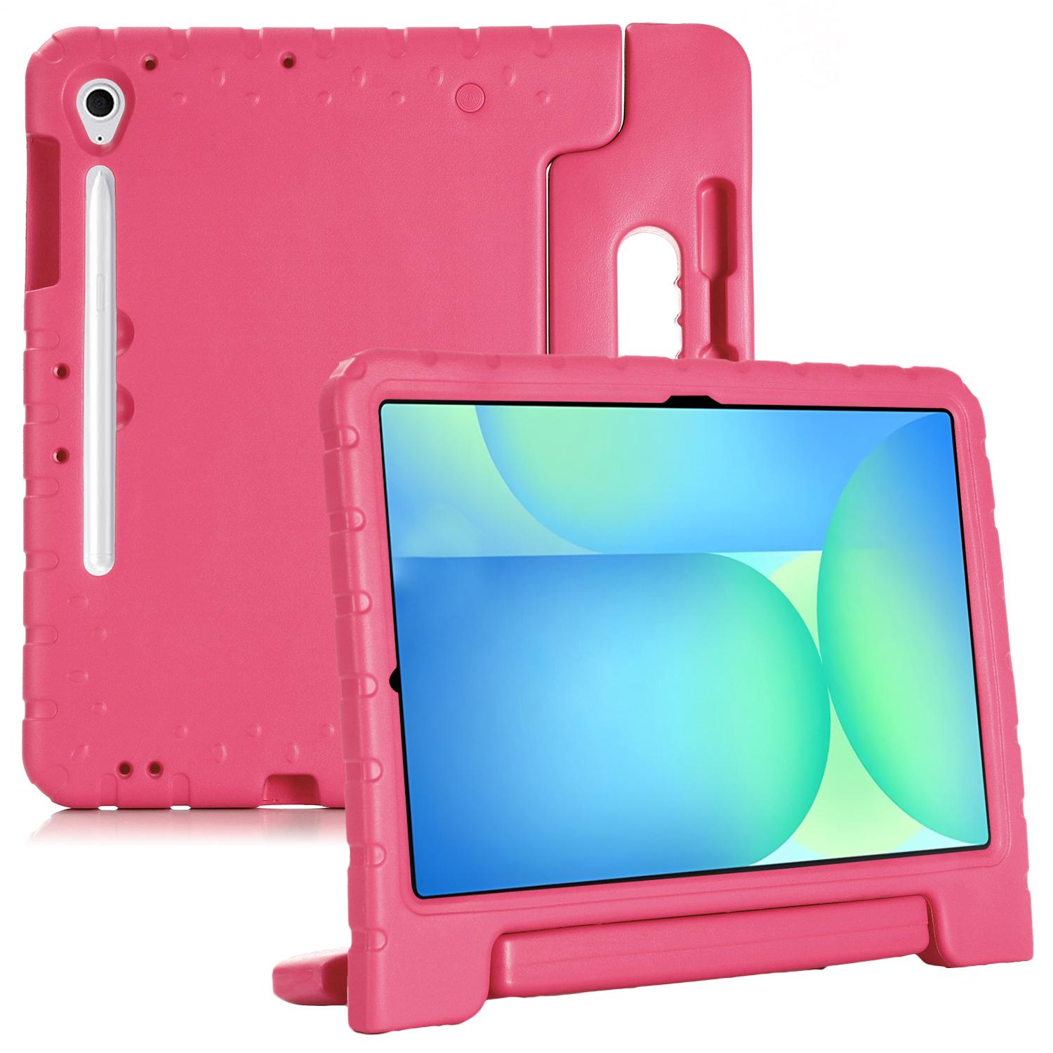 

For Samsung Galaxy Tab S10 FE+ EVA Case Kids-Friendly Handle Tablet Cover with Kickstand Rose