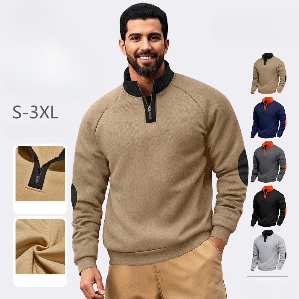 Men's Fleece Sweatshirt Long Sleeve Pullover Quarter Zipper Up Stand Collar Winter Fall Sweat Shirts Turtleneck Pullover Mock Neck Henley Tops for Men