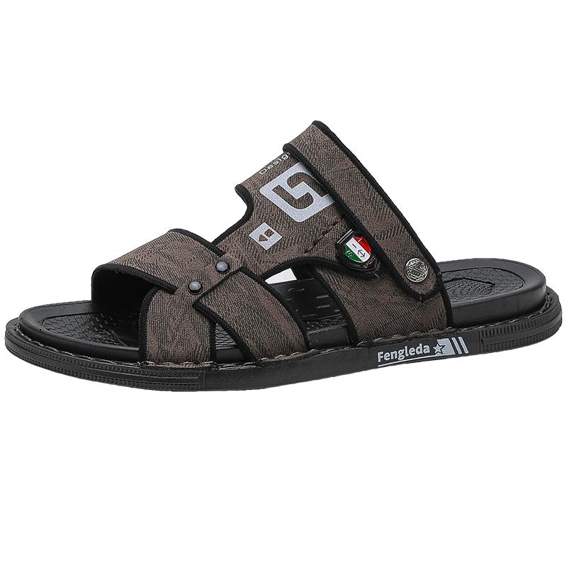 Hausschuhe Mann Sommer Hausschuhe für Herren PU-Leder Pantoletten Schuhe Original Strand Wasser Doppelzweck Sandalen Outdoor Rutschfest Weich So