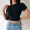 Women's Slim Fit Short Sleeve Cropped Turtleneck T-Shirt - Solid Color Summer Sports Top