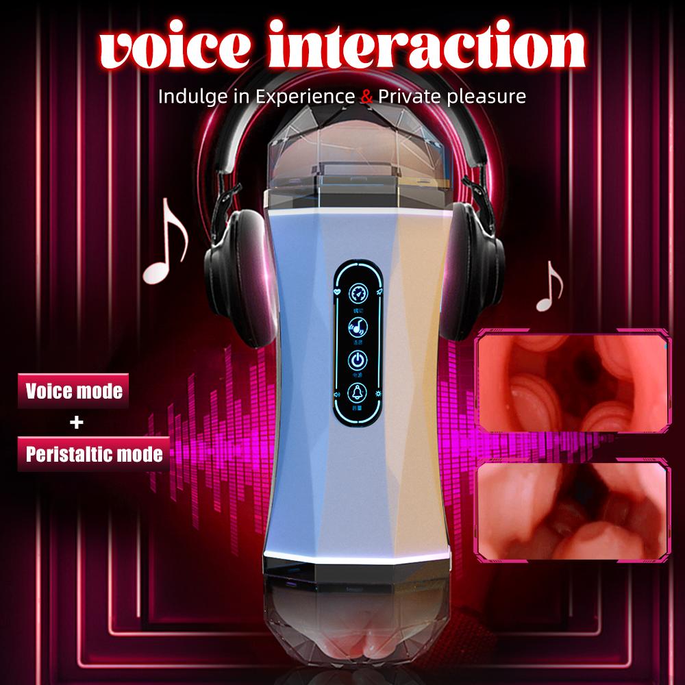 Adult Toy for Men Male Masturbator Cup Blowjob Sex Machines Pocket Vagina Pussy Voice Interaction Penis Trainer Sex Toy for Men