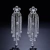ZAKOL Fashion Water Drop Zircon Dangle Earrings For Women Luxury White Leaf Drop Earrings Bridal Wedding Party Jewelry