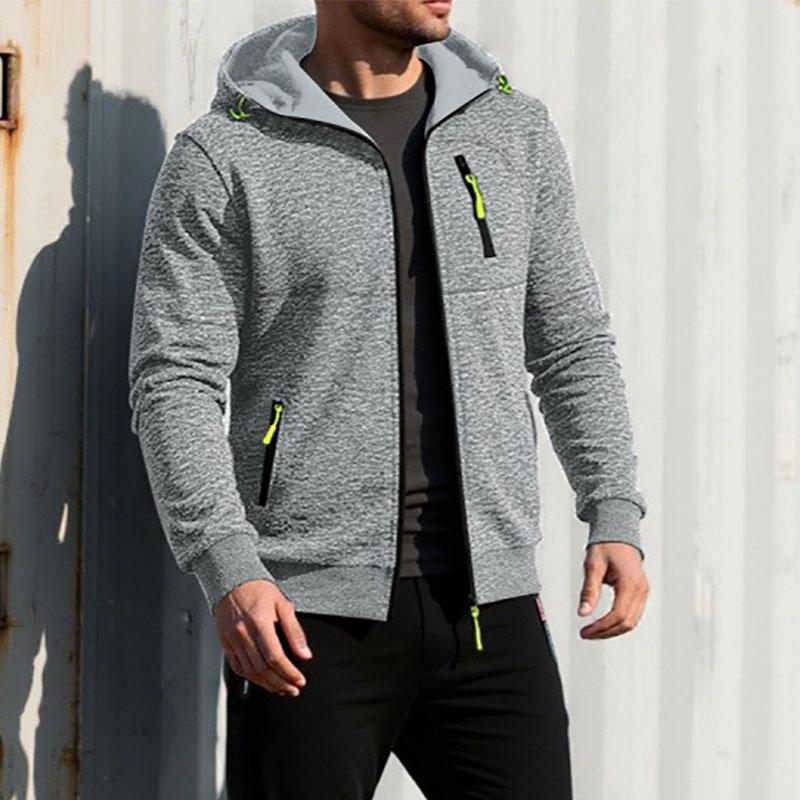 Autumn New Men's Casual Jacket Slim Fit Hooded Zipper Sweatshirts Jackets Solid Color Sportswear Male Fashion Tracksuit