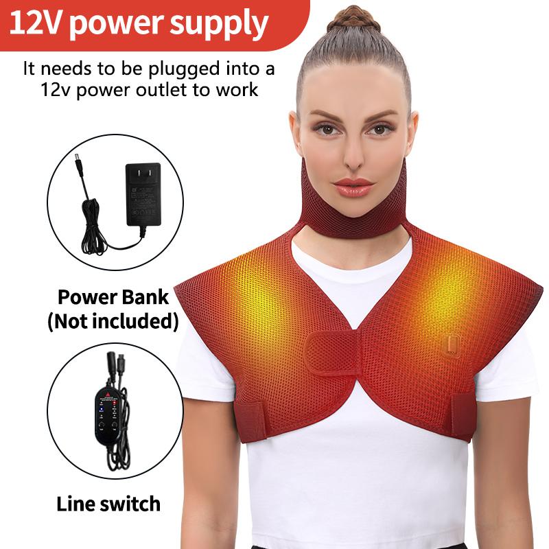 Electric Heated Shoulder Back Massage Protector Fits Neck/Shoulders/Back Winter Warm Shawl Back Soreness Relief Cold Resistance