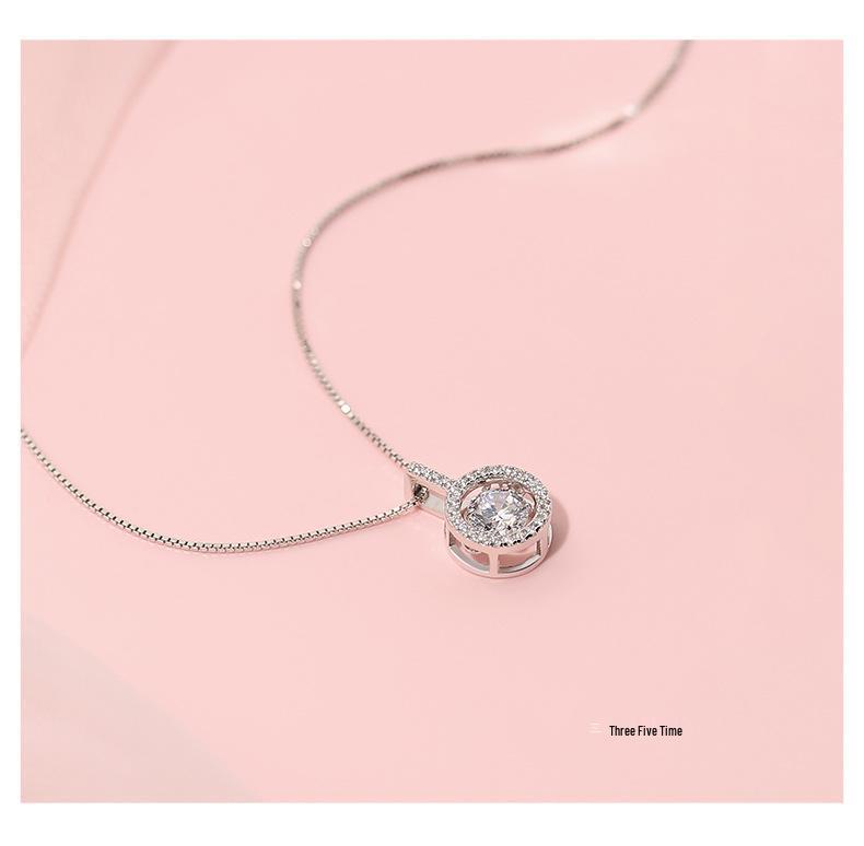 S925 Silver Korean Style Simple Pendant Necklace for Women - Clavicle Chain Christmas Gift for Girlfriend.