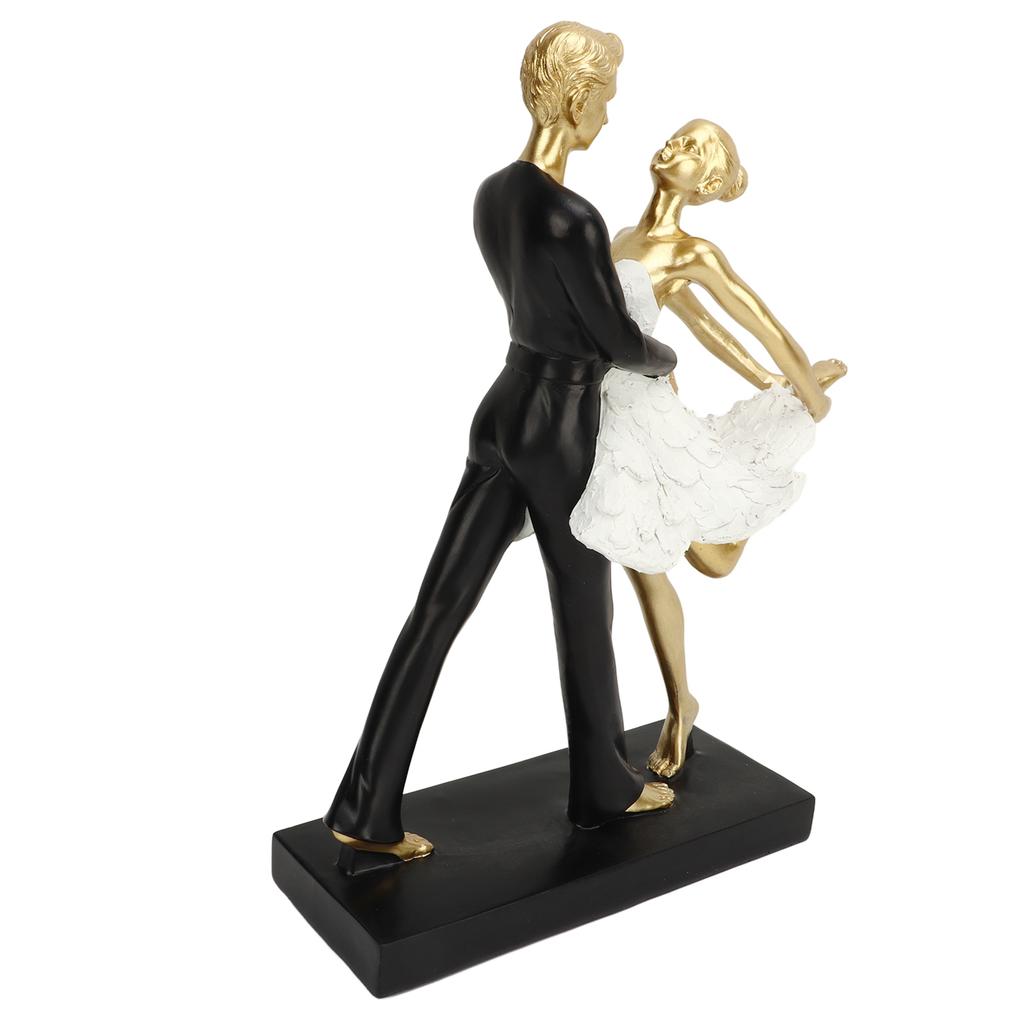Romantisches Paar Tanzende Skulptur Dekoration Harz Elegantes Paar Balletttänzer Statue Figur Ornament Gold 7130W‑01