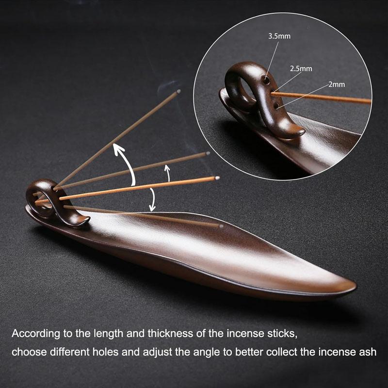 9" Length Incense Stick Holder with 3 Holes, Ceramic Incense Ash Cather for Counters, Meditation Room, Yoga, Home, Office