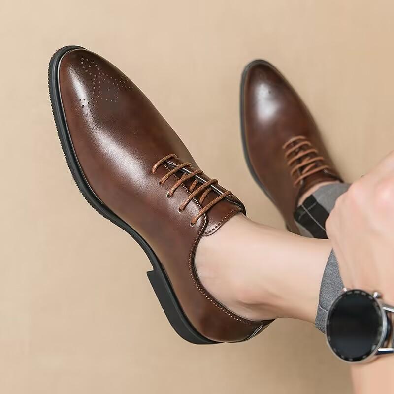 High End Brand Interview Office Business Shoes British Style Black Brogue Shoes Massage Soles Men's Wedding Square Toe Shoes