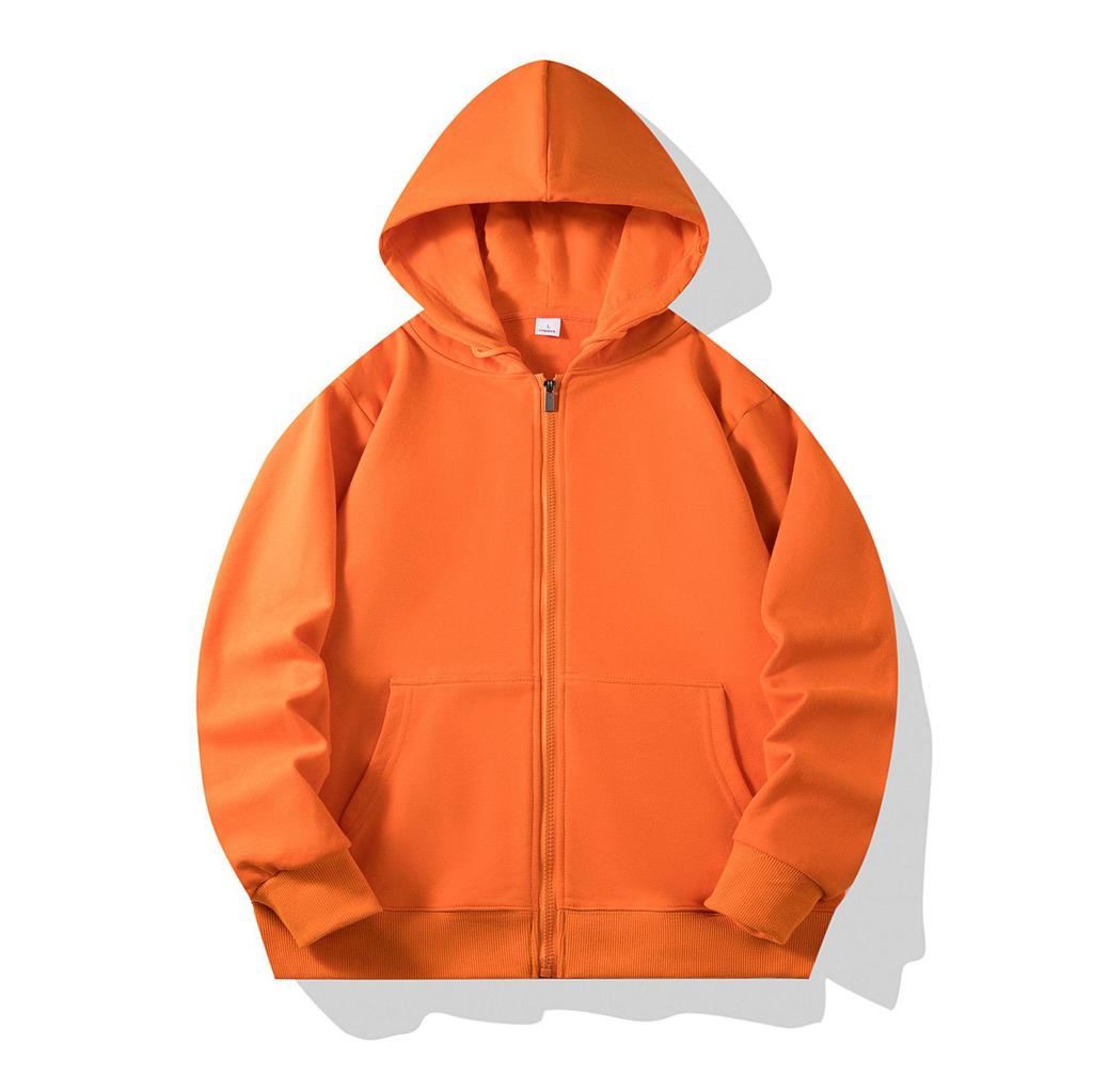 Autumn Children's Terry Cloth Zip-Up Hoodie with Pocket - Solid Color Korean Style Parent-Child Jacket