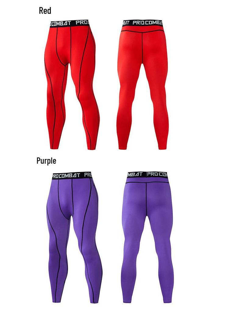 Men's Quick-Dry Compression Sports Pants: Tight, Breathable, High Elasticity for Basketball, Football, Running, and Fitness Training.
