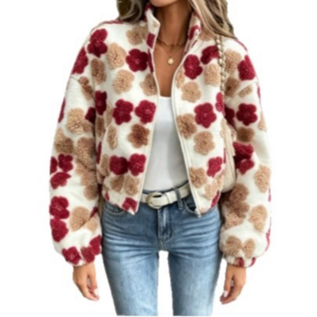 Autumn Winter Flower Jacket Women's Coat, New Arrival Fashion Outerwear For Cross-Border E-Commerce