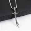 Leeuwenkop Zoleferka Zwaard Hanger Ketting voor Mannen, Vintage Zwart Zirkonia Roestvrij Staal Zwaard Kragen Cadeau