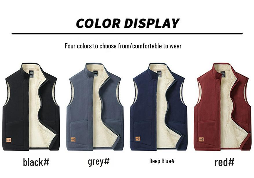 Men's Plus Velvet Thickened Warm Stand Collar Casual Winter Vest