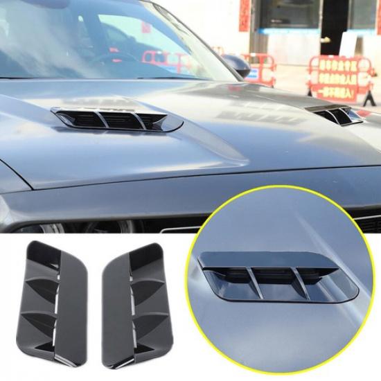 2x Front Engine Hood Air Outlet Cover Trim For Dodge Challenger SXT 2015+ Black