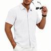 Mens European American Summer Jacquard Turn Down Collar Polo Shirt Business Casual