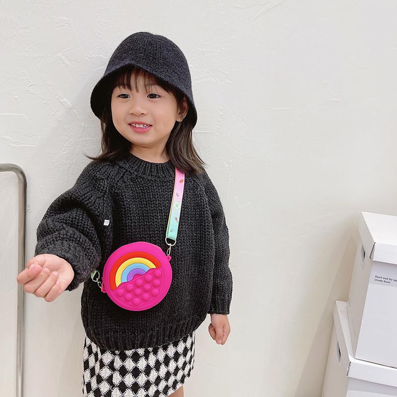 Adorable Silicone Children's Bag Mini Rainbow Crossbody Purse For Kids Unisex