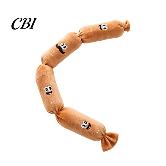Noise-making Dog Toy Squeaky Plush Toy, Long Sausage Shape Chew with BB Sound, Built-in Squeaker Durable Bite Resistant for Small Medium Dogs, коричневый