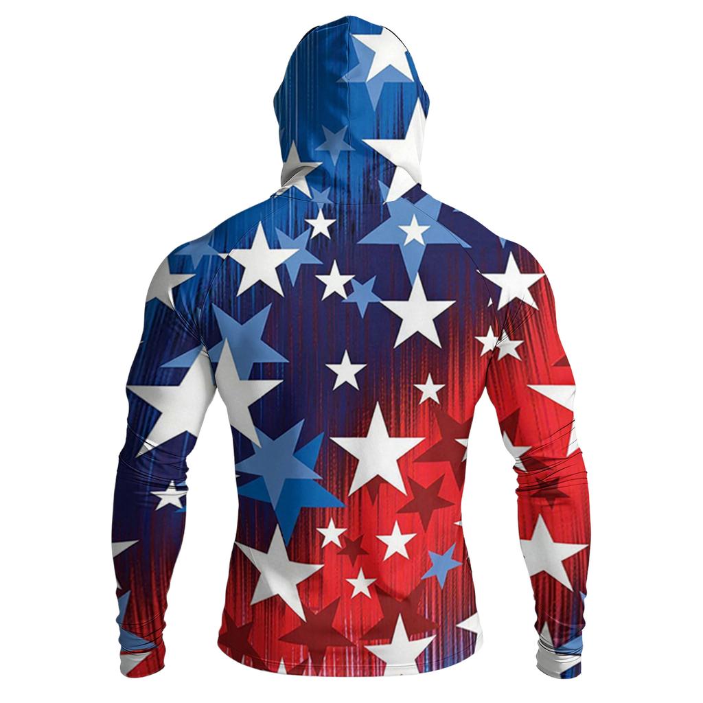 Men's Casual Raglan Sleeve Hooded Long Sleeve Sun Protection Shirt with Graphic Print Lightweight Breathable Fabric for Outdoor Activities