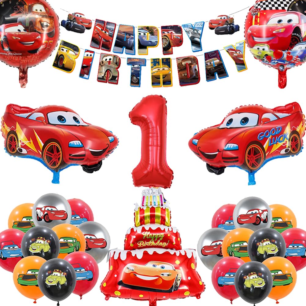 Birthday Decorations, Super Balloons, Cars Anime Set, Birthday Decorations for Boys, Large Car Balloons, Birthday Balloons, Happy Birthday Garland,