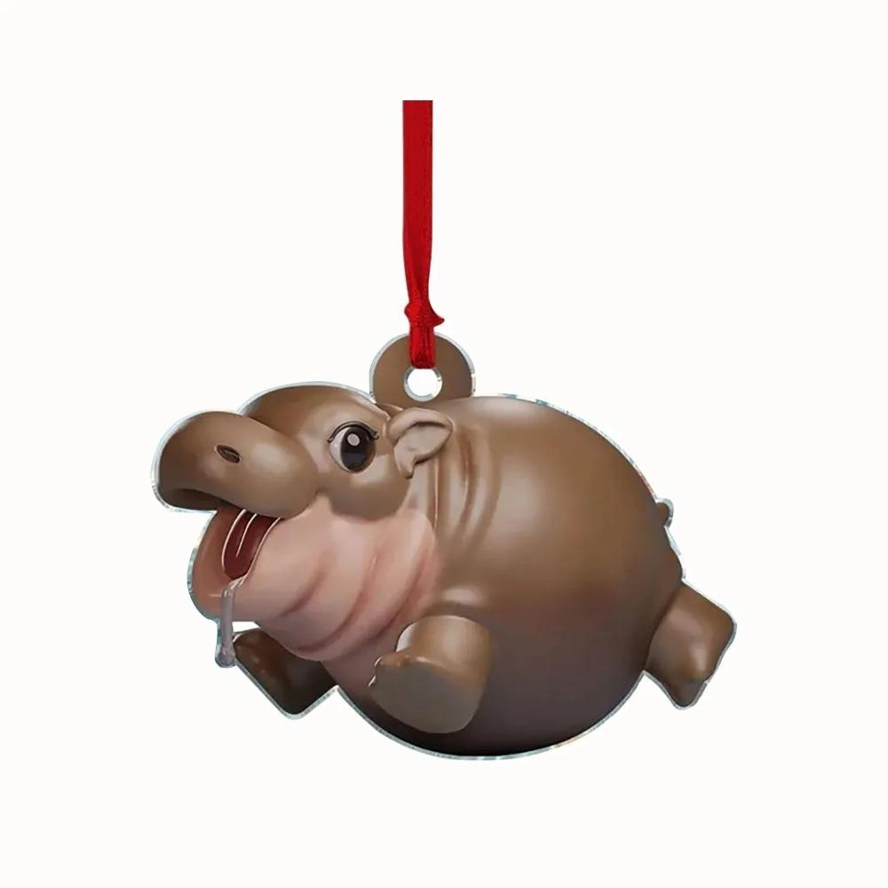 

Мультяшный Рождественский Бегемот Му Денг, Фигурка из Смолы, Пигмей, Каваи, Подвеска на Ёлку, Украшение для Дома, Игрушка Му Денг