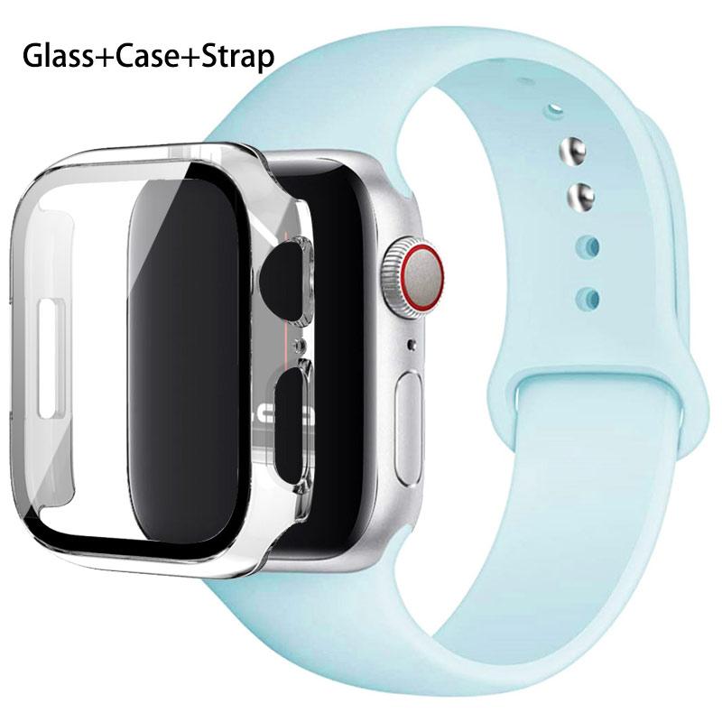 Glas + Gehäuse + Armband für Apple Watch Band 44/40/45/41/38/42/44 mm. Silikonarmband für iWatch Serie 3, 4, 5, 6, SE 78