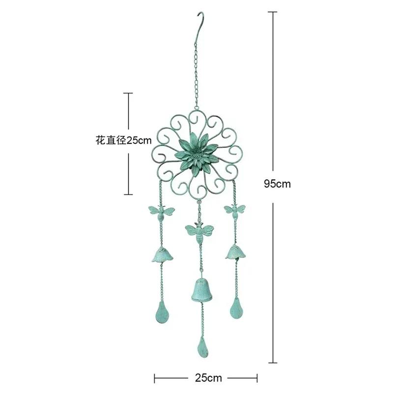 Garden Cast Iron Small Bell Pendant American Style Iron Flower Butterfly Wind Chime Villa Garden Retro Gardening Decorations