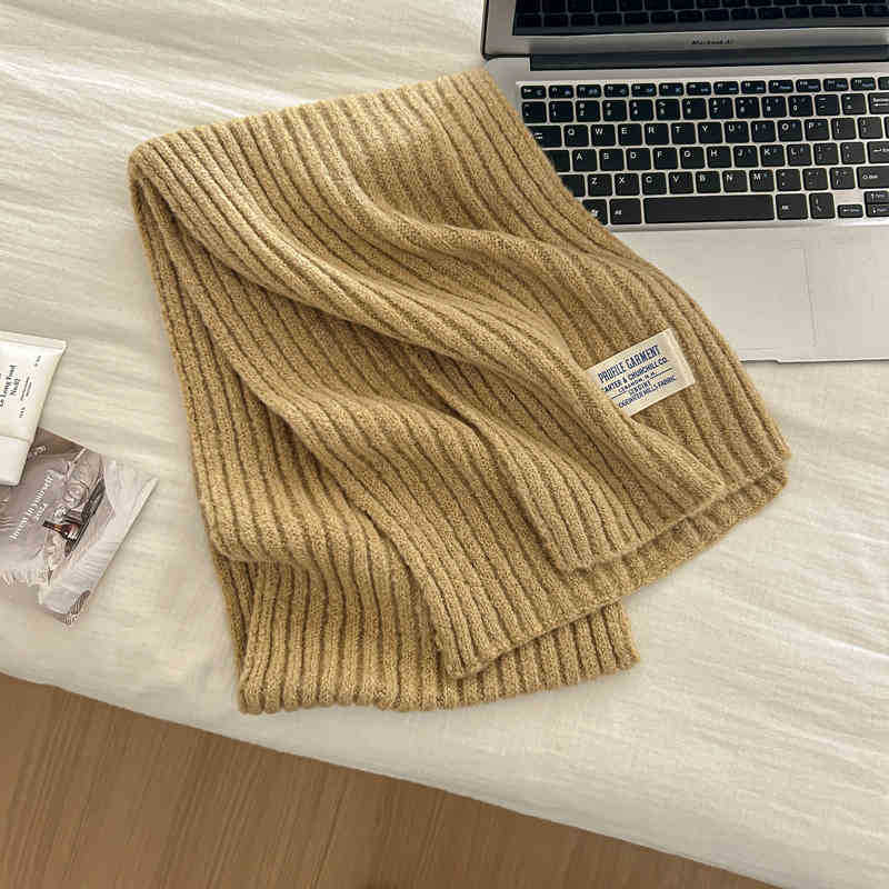Woolen Knitted Brown Color Scarf Women'S Season Thickened Couple Warm Student Solid Color Men'S Scarf