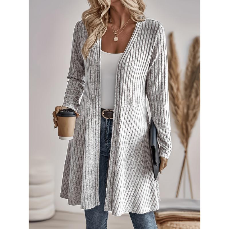 Women S Long Knit Cardigan Coat Solid Color Casual Sweater