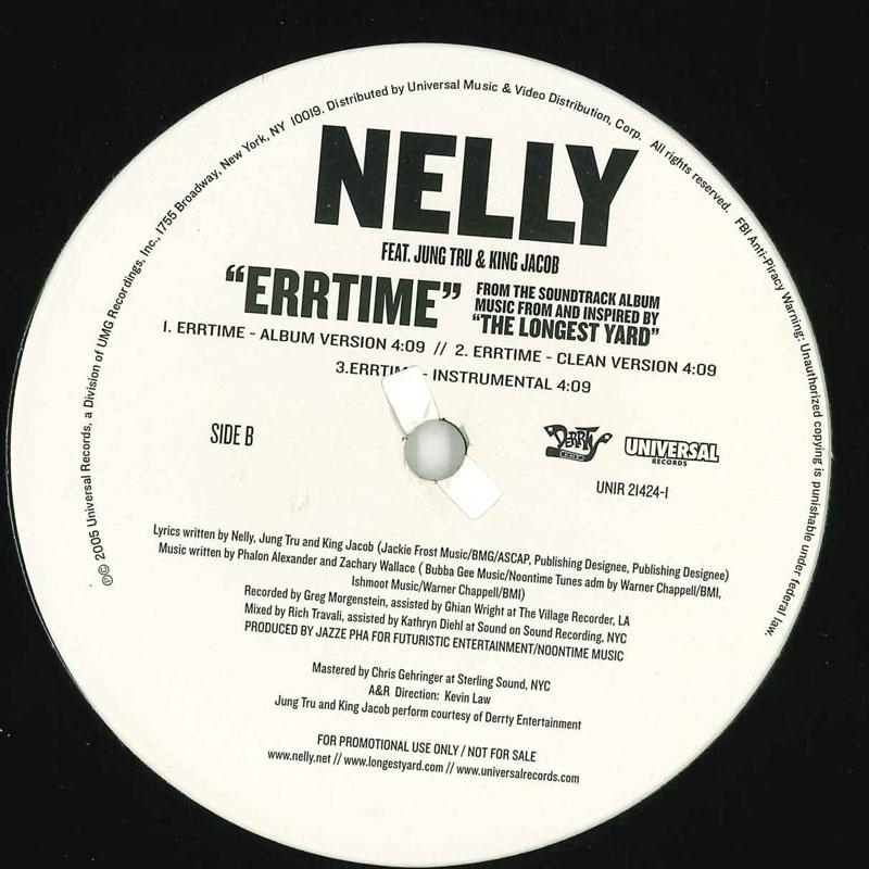

12inch Record NELLY - Errtime UNIR214241 Universal Recor 2005 US Rap & Hip-Hop/R&B Used