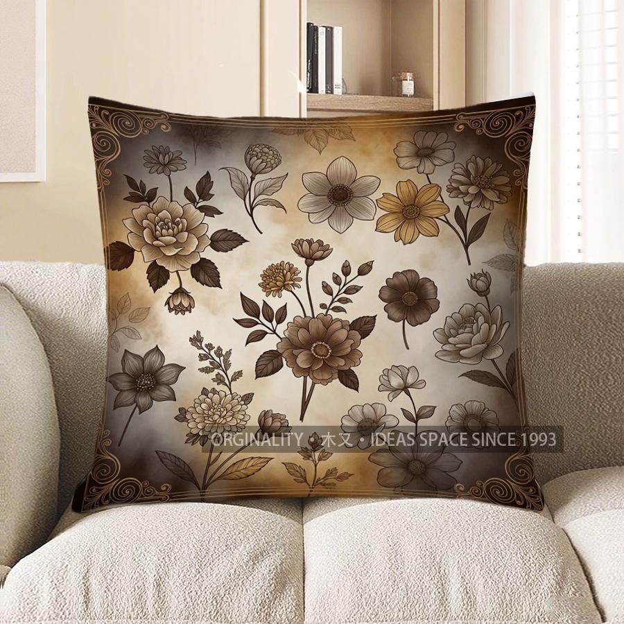 2D Floral Patchwork Design Decorative Pillow Covers Pattern Cushion Cover Suitable For Sofa Bedroom Car Pillow Cover 40x40cm 595₽