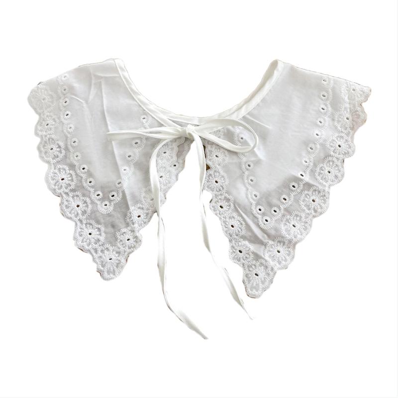 

Женский милый съемный воротник-шаль, элегантный ажурный, с вышивкой, цветочным кружевом, шарф, накидка на шнуровке