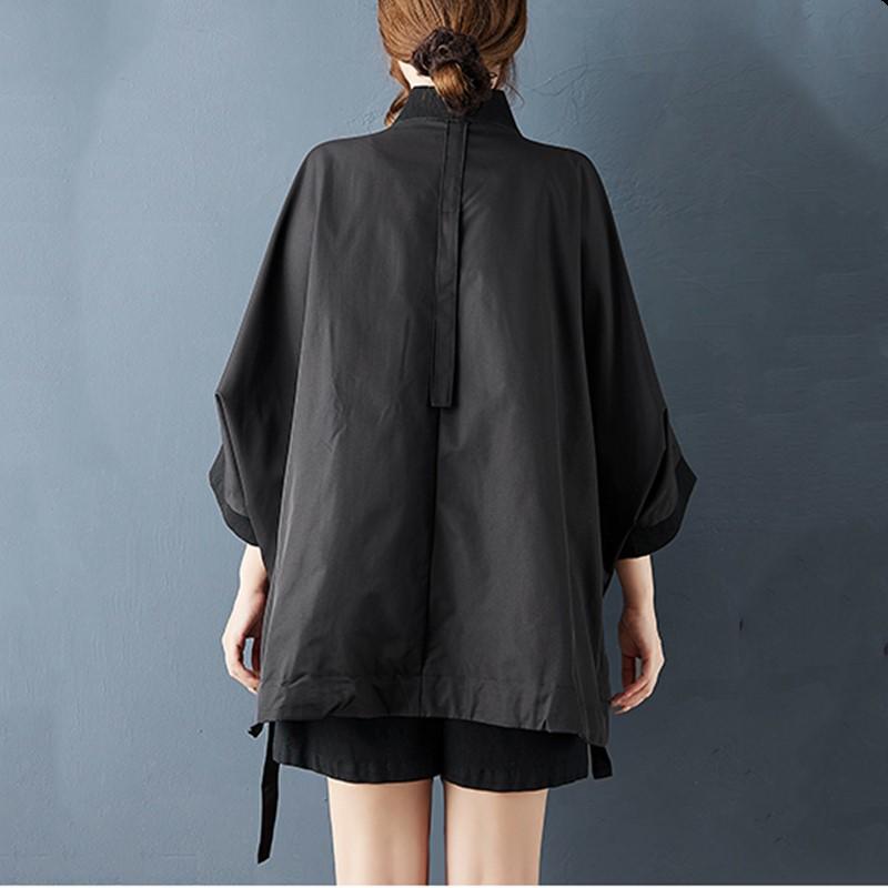 Plus size Black jaket causal loose spring autumn women Jacket Coat