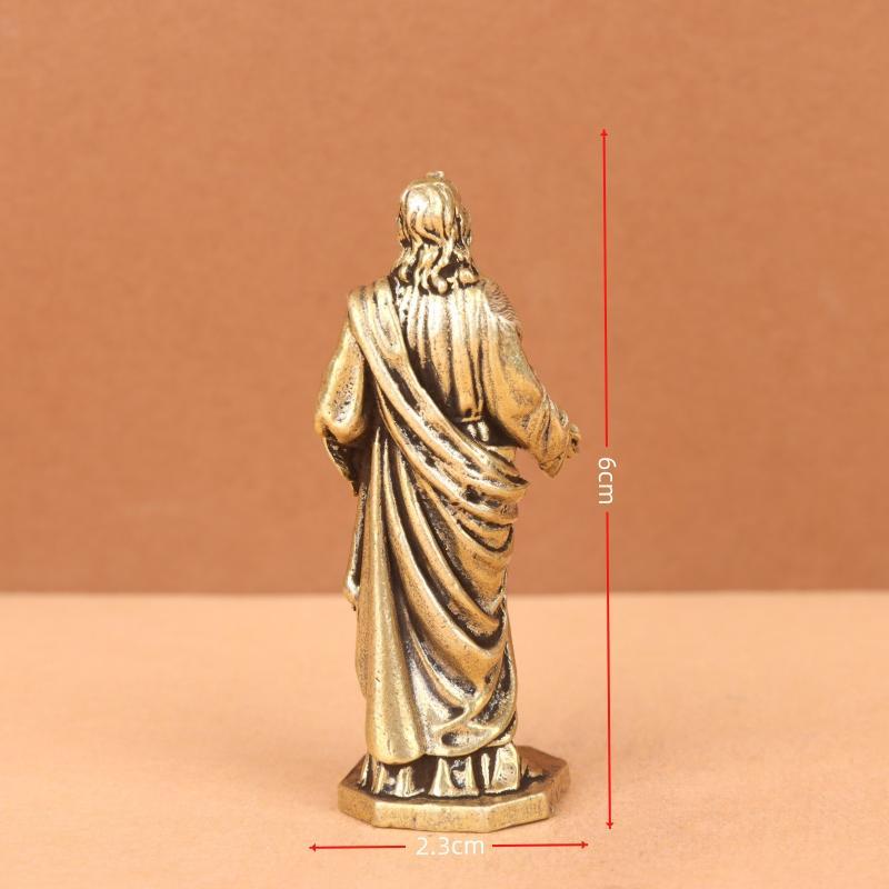 Brass Christ Statue With Fine Carved Details Vintage Antique Finish For Home Decor Collection Gifts