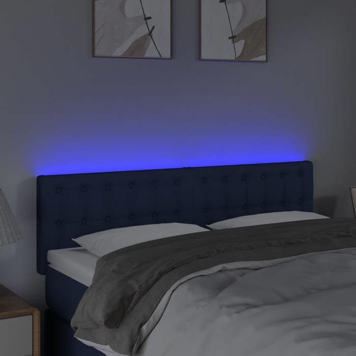 VidaXL Tête de Lit à LED Meuble de Chambre à Coucher Accessoire de Lit Double Tête de Cadre de Lit Intérieur Bleu 3122050