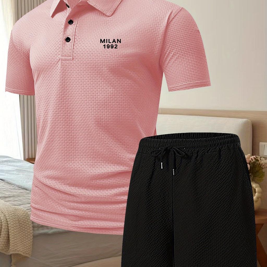 Mens Summer Track Suits 2 Piece Shorts Sets Short Sleeve Sweatsuit Outfits Golf Polo Shirts
