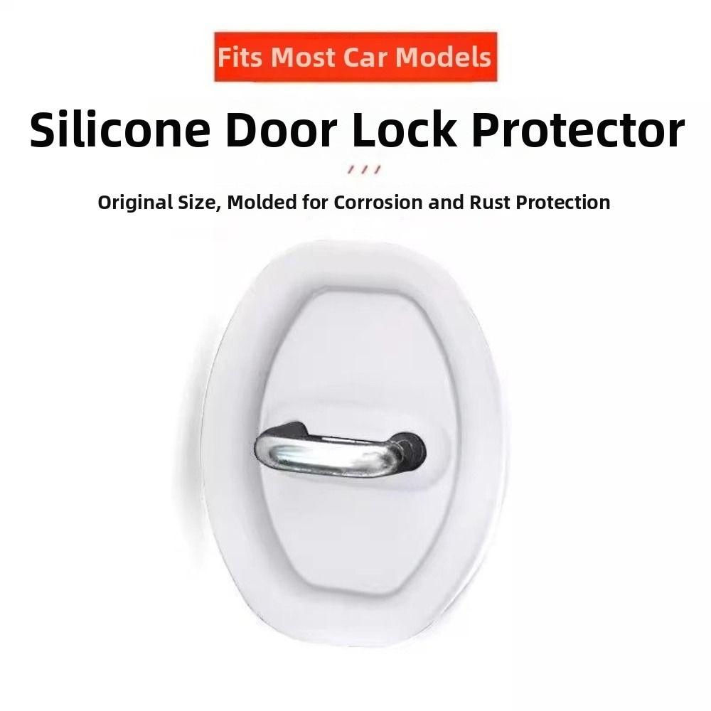 4Pcs Elastic Car Door Lock Pad Shock Absorbing Door Lock Protective Cushion Lock Buckle