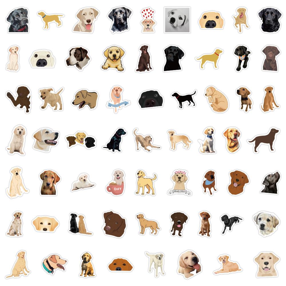 60 Sheets of Labrador Animal Graffiti Stickers Decorate Car Laptop Suitcase Waterproof Stickers