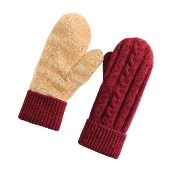 Thermal Knit Gloves for Winter Double-Layer Fleece Lined Windproof Mittens