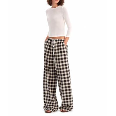 Plaid Casual Classic Loose Top and Wide-Leg Pants Set
