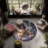 Rabbits & Fresh Flowers pattern round rug,Carpet Rug for Living Room Bedroom Playroom ,Non-slip Floor Mat,Holiday Gifts and Birthday Gifts.